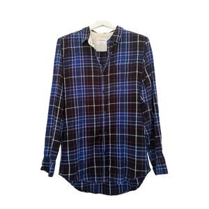 Men's On the Byas Longer Length Flannel Shirt Button Down Long Sleeve Medium